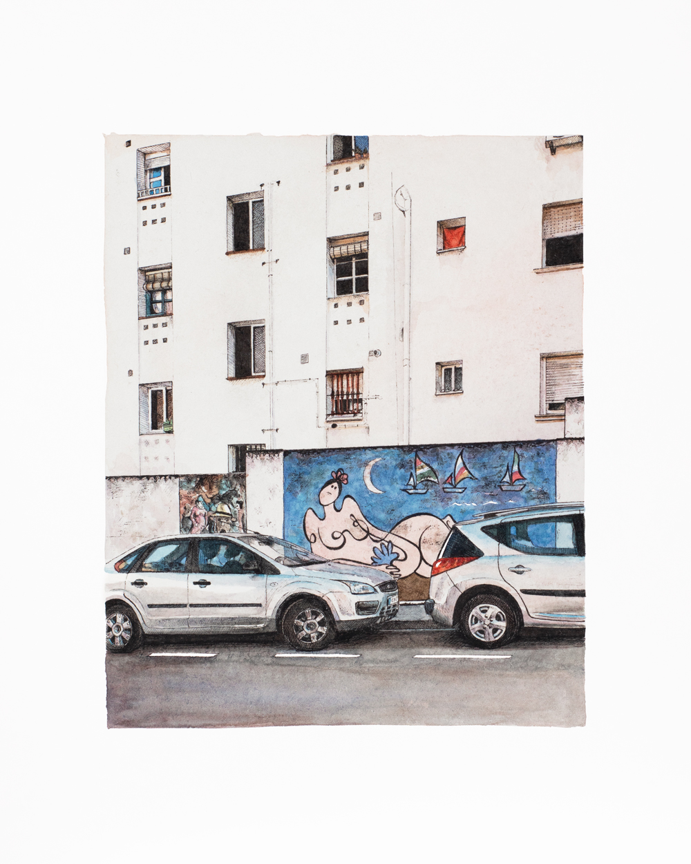 Illustration of two murals in the streets of Algeciras