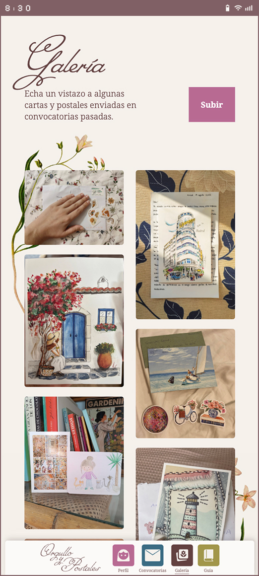 Mobile view of the gallery page