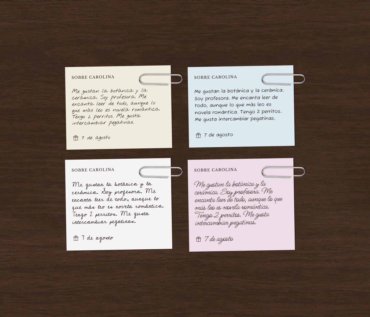 Four handwriting options